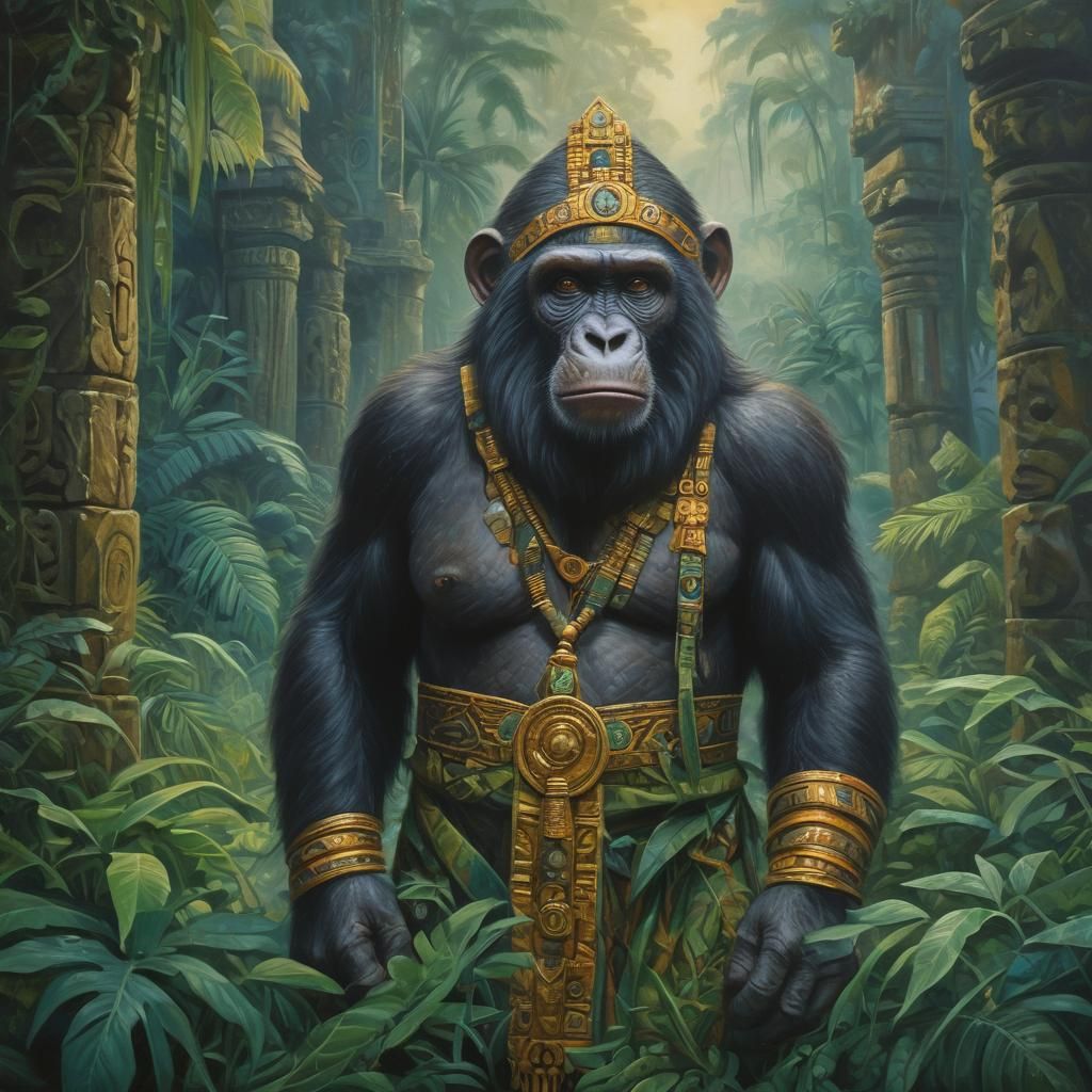 Ape Goddess Portrait in Expressionist Style