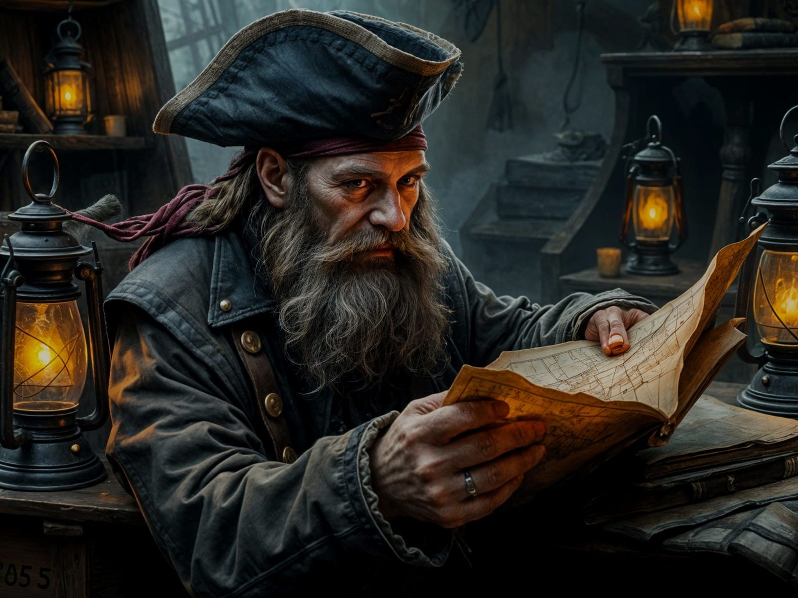 Weathered Pirate Seeks Hidden Riches