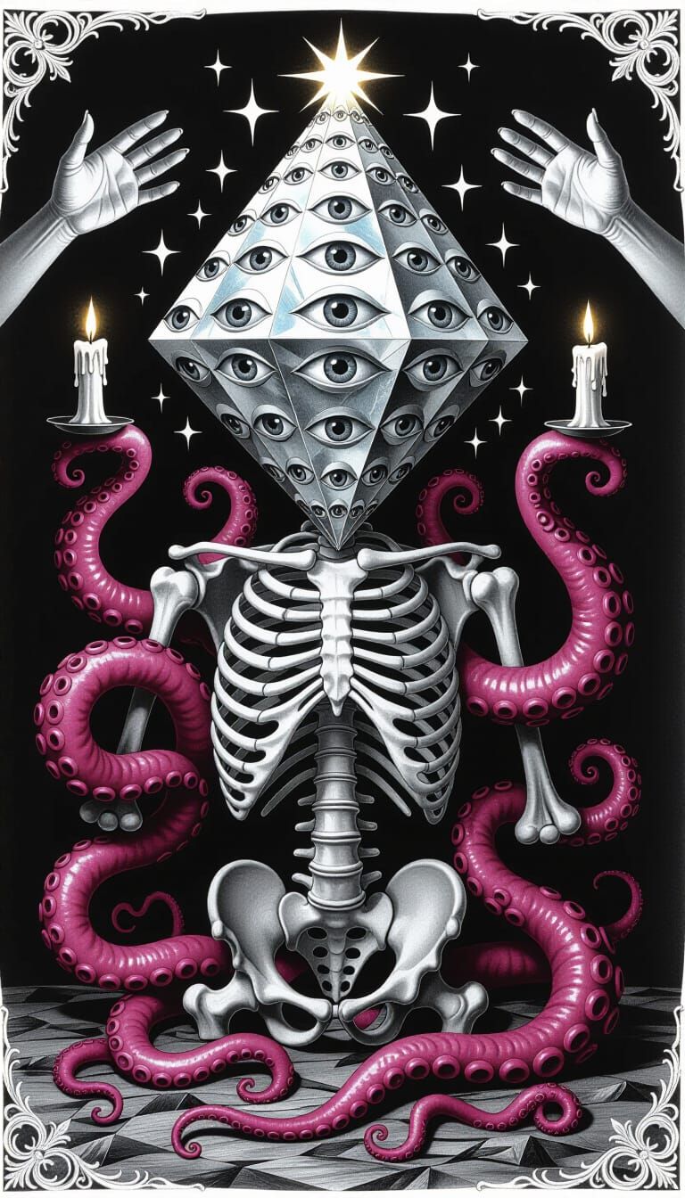 Skeletal Torso With Cosmic Diamond and Eyes in Dark Charcoal...