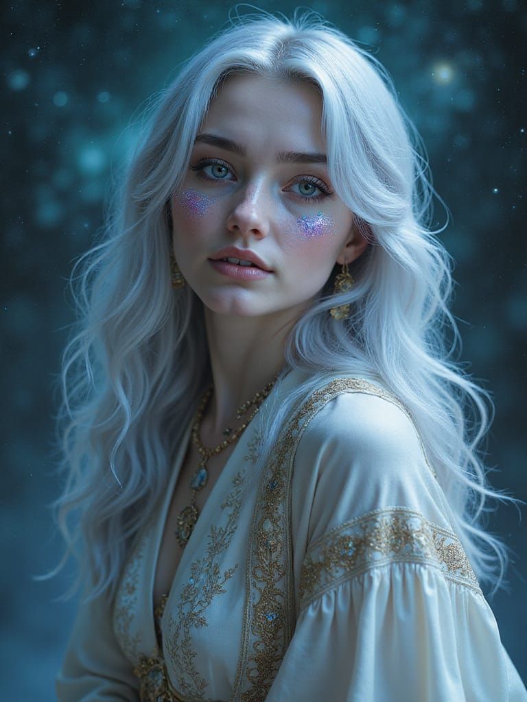 Ethereal Noblewoman Portrait with Bioluminescent Details