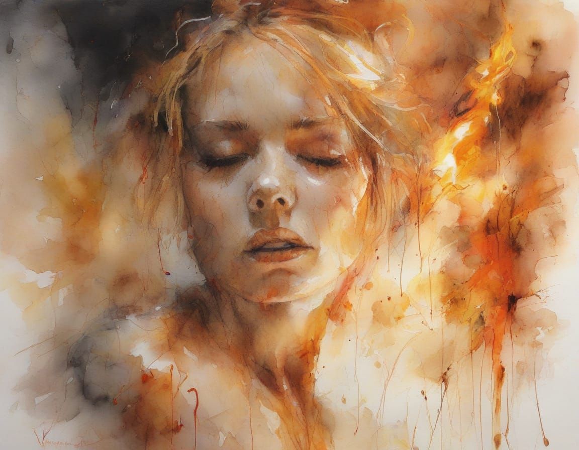 Vibrant, Ethereal Inferno in Dreamy Watercolour