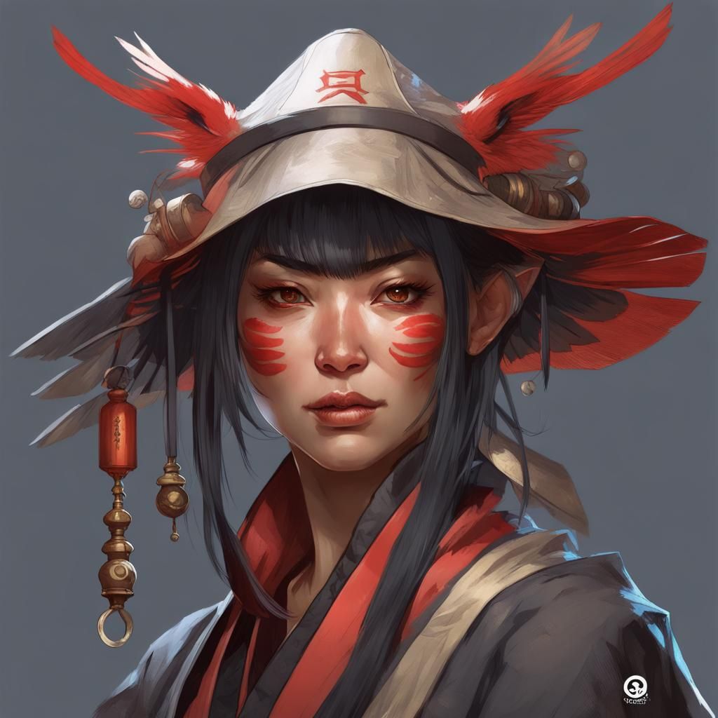 Tengu Investigator Portrait in Hyperdetailed Style