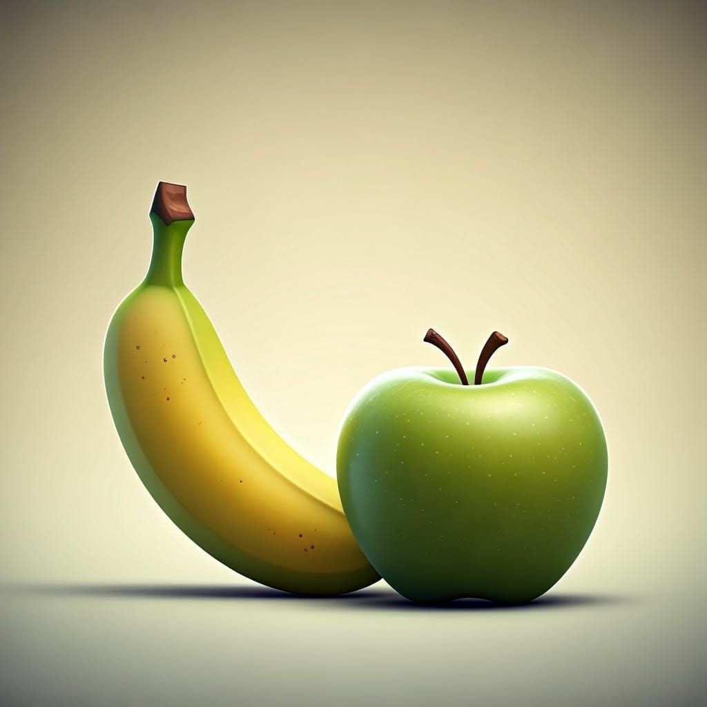 Surreal 3D Still Life of Unripe Fruit