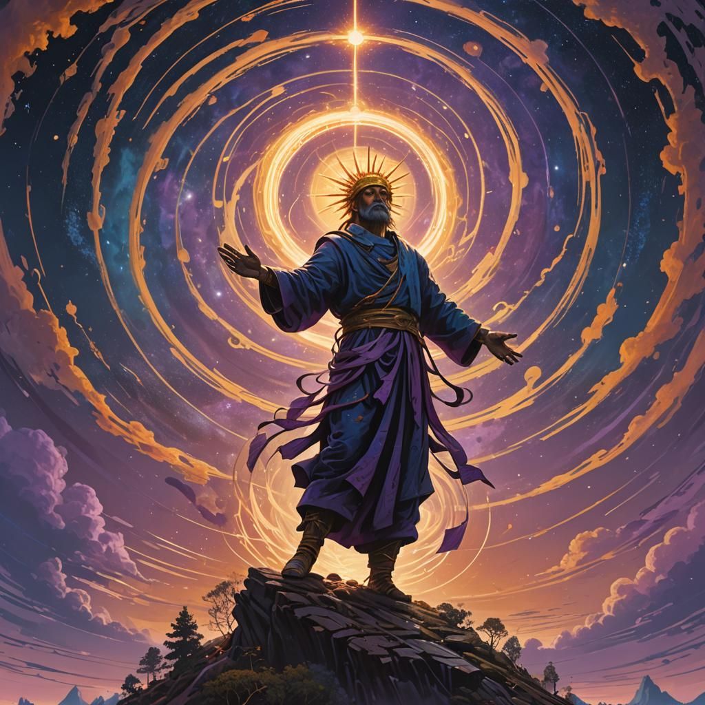 Colossal Deity Illuminates Mystical Realm