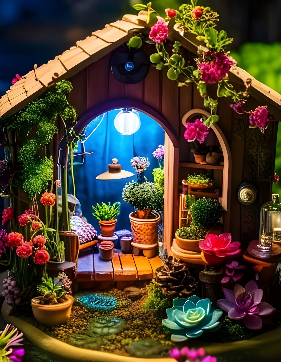 Miniature Wonderland Fairy House with Garden Patio