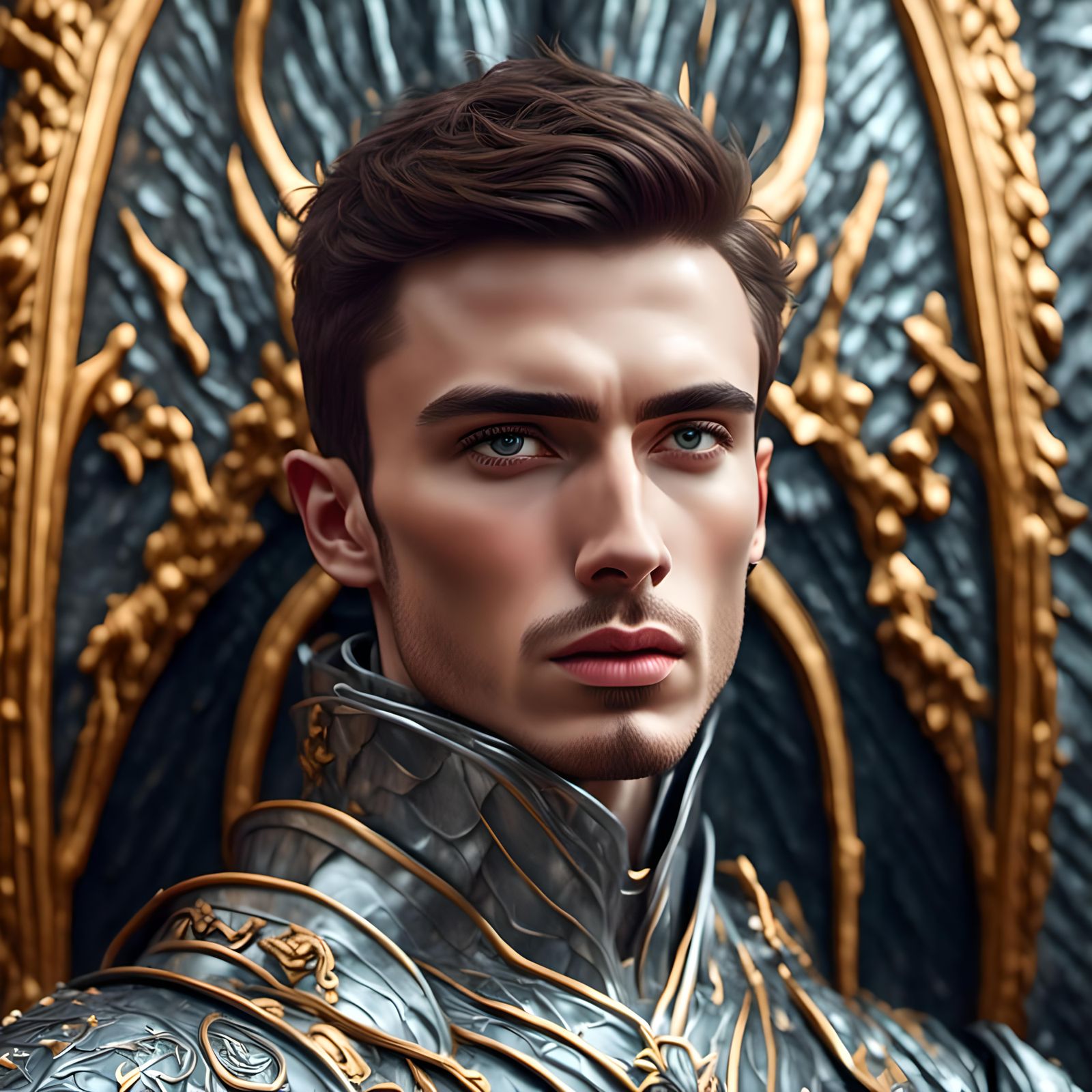 Fantasy Warrior Prince on Magical Battlefield Portrait