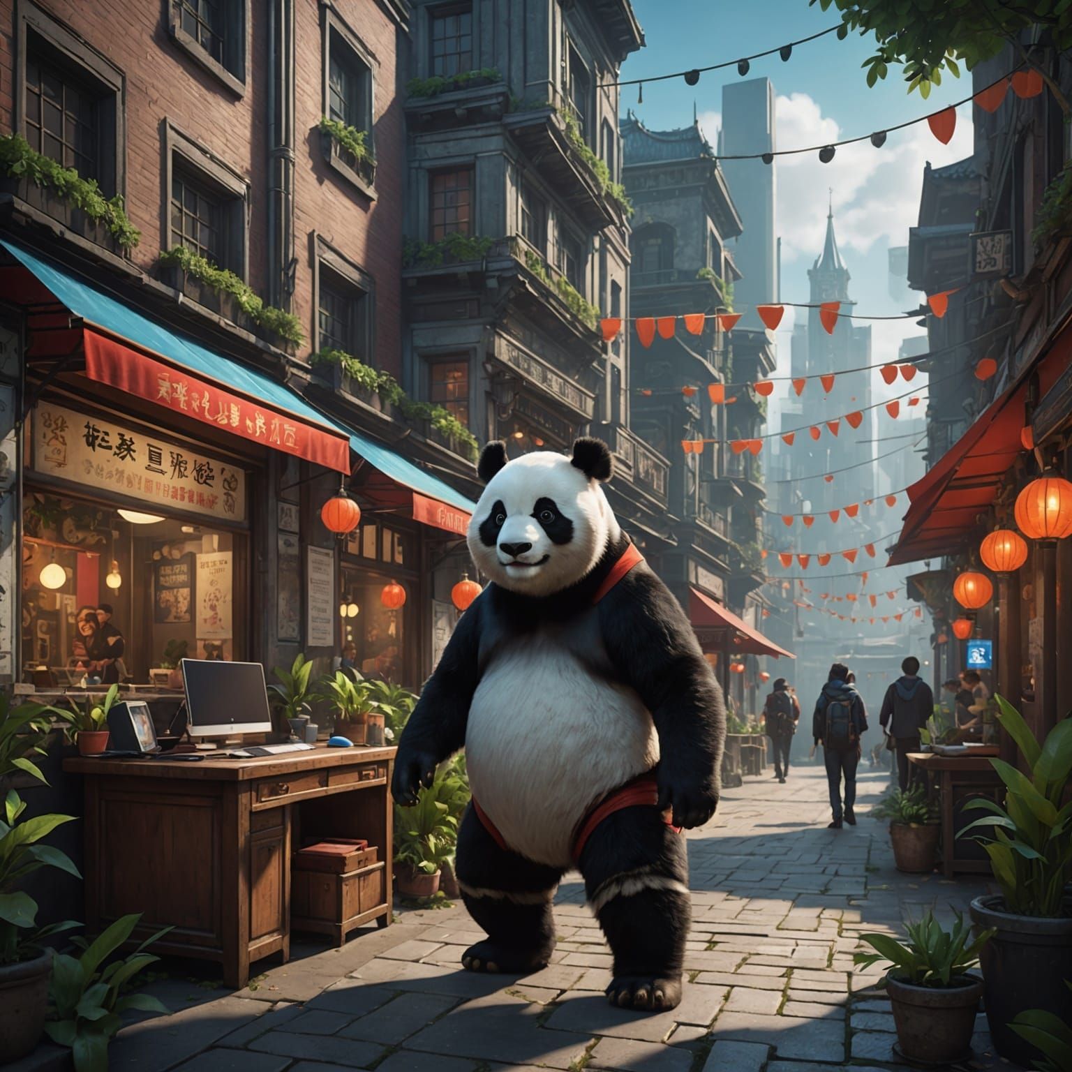 Panda in Student Council: Detailed Digital Painting