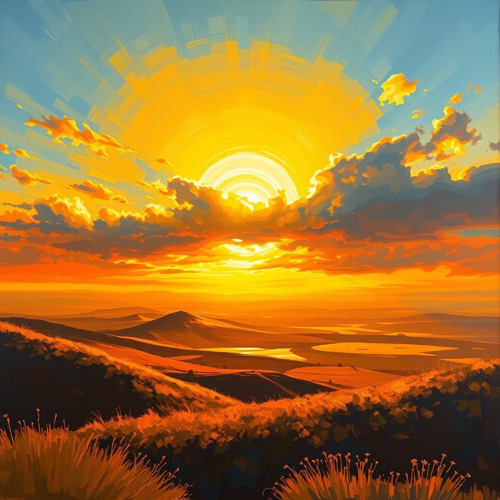 Sweeping Epic Impressionist Masterpiece Capturing Vibrant Go...