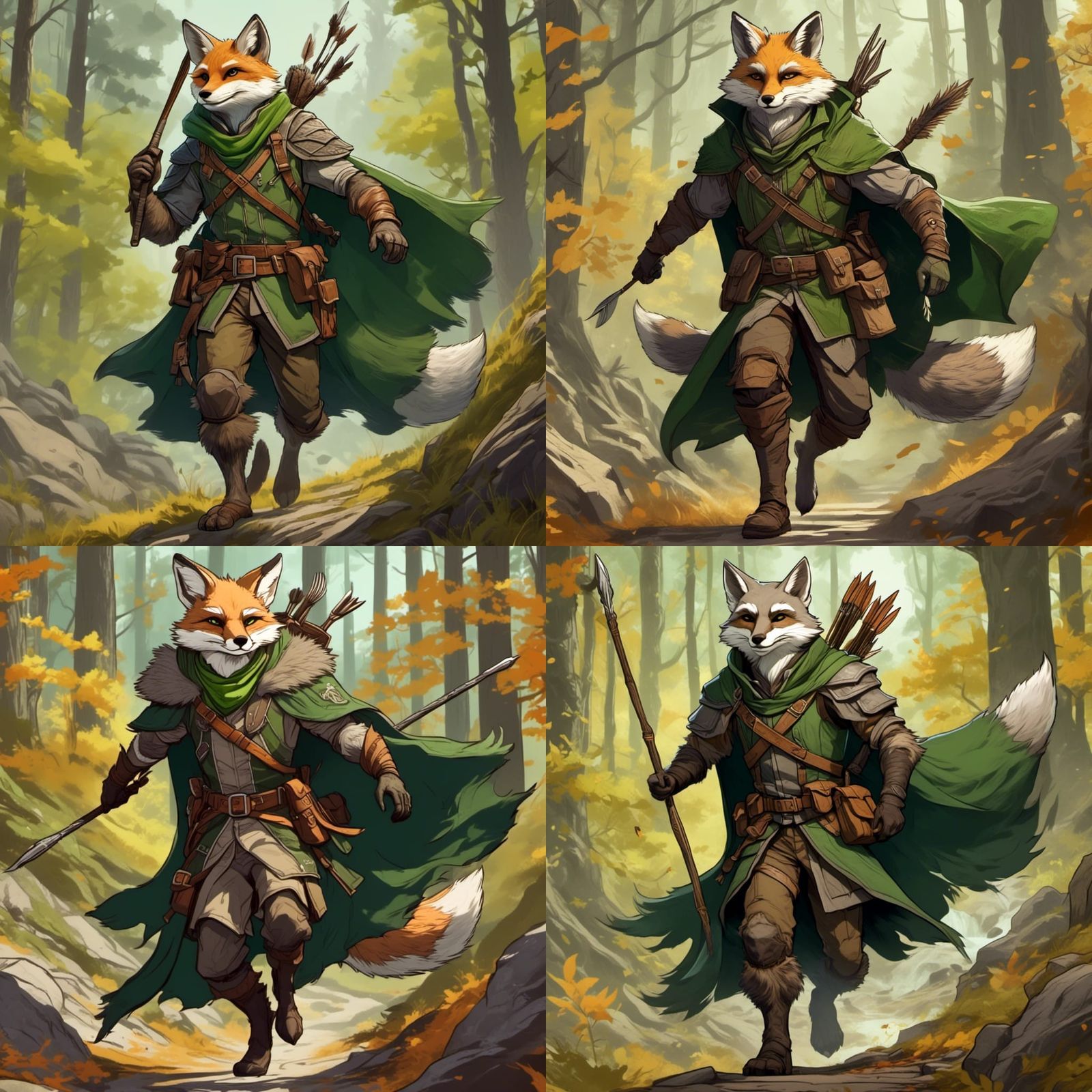Fox-Man Forest Ranger Illustration in Acrylic and Ink