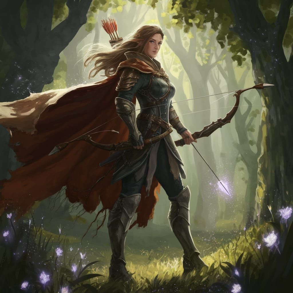 Enchanted Fantasy Ranger in Ancient Forest