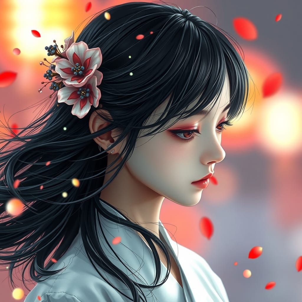 Hyperrealistic Japanese Woman in White Dress