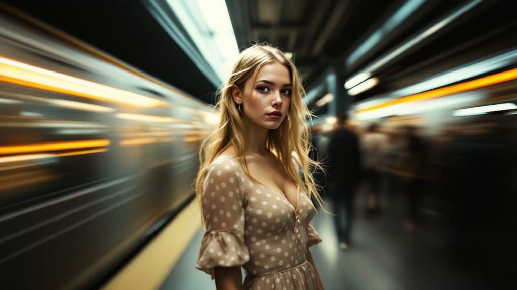 Vintage Girl in Subway: Dreamy Pinhole Photography