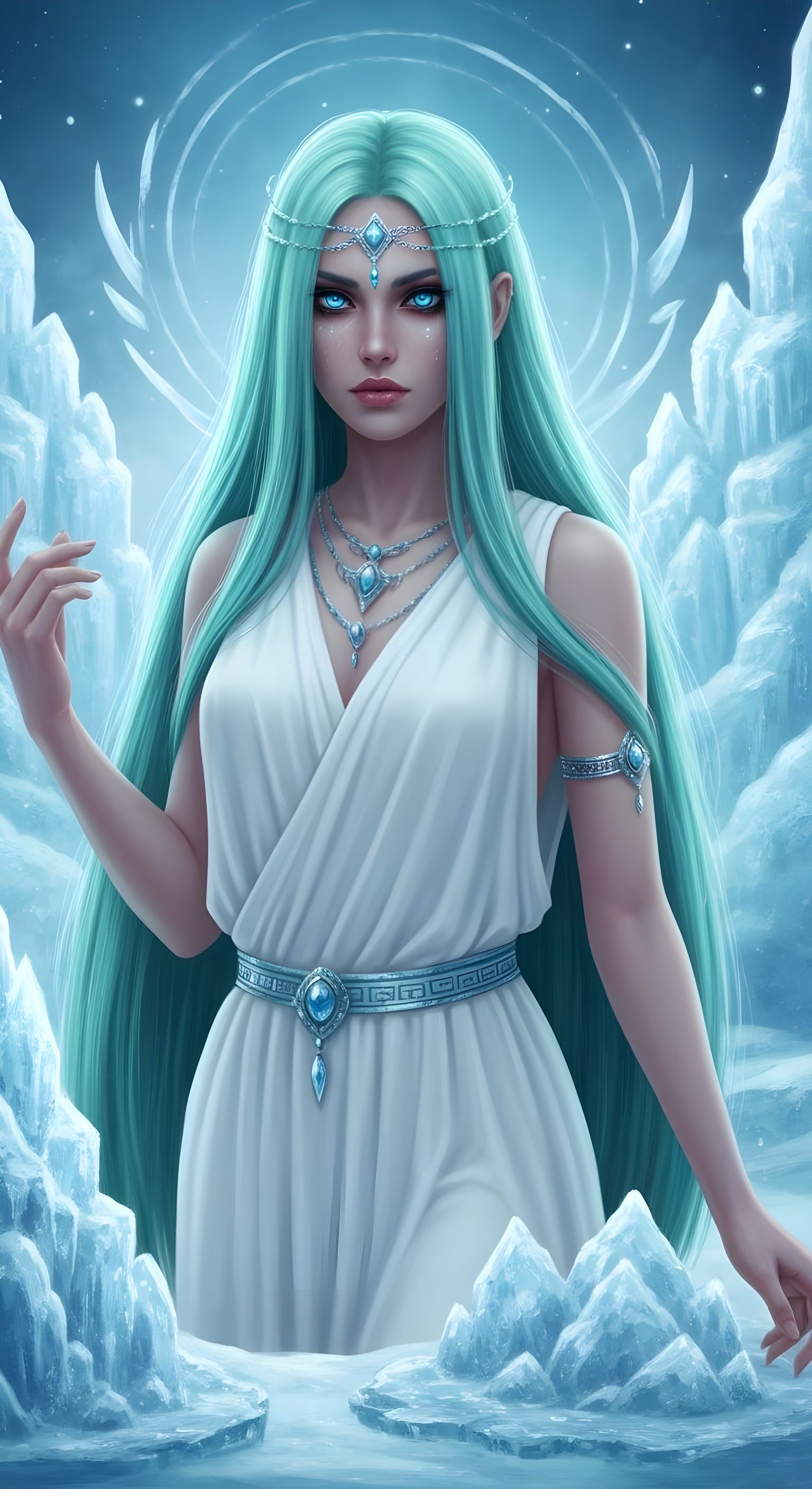 Ice Nymph Priestess in Ancient Greece Style