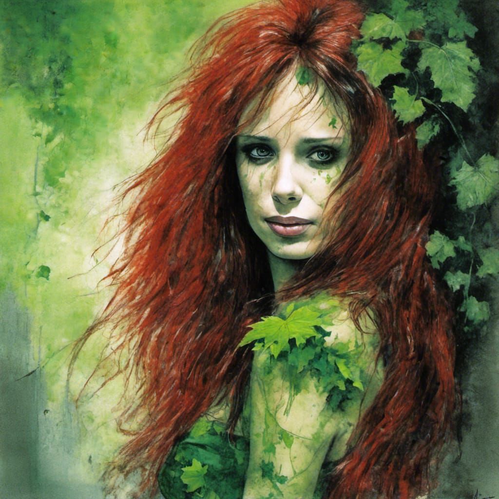 Poison Ivy Portrait in Simon Bisley Style