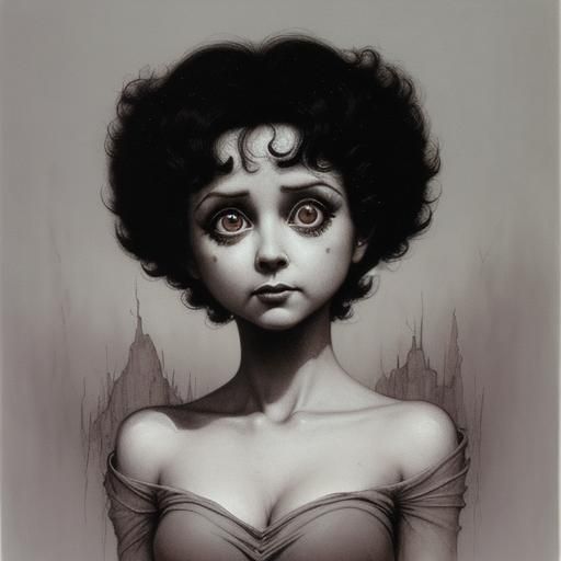 Betty Boop in Dark Surrealist Style