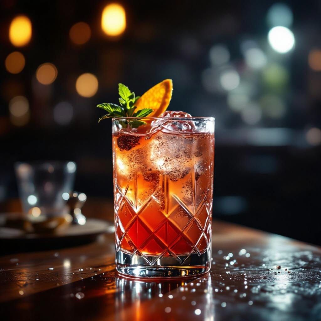 Sparkling Cocktail Close-Up with Cinematic Lighting
