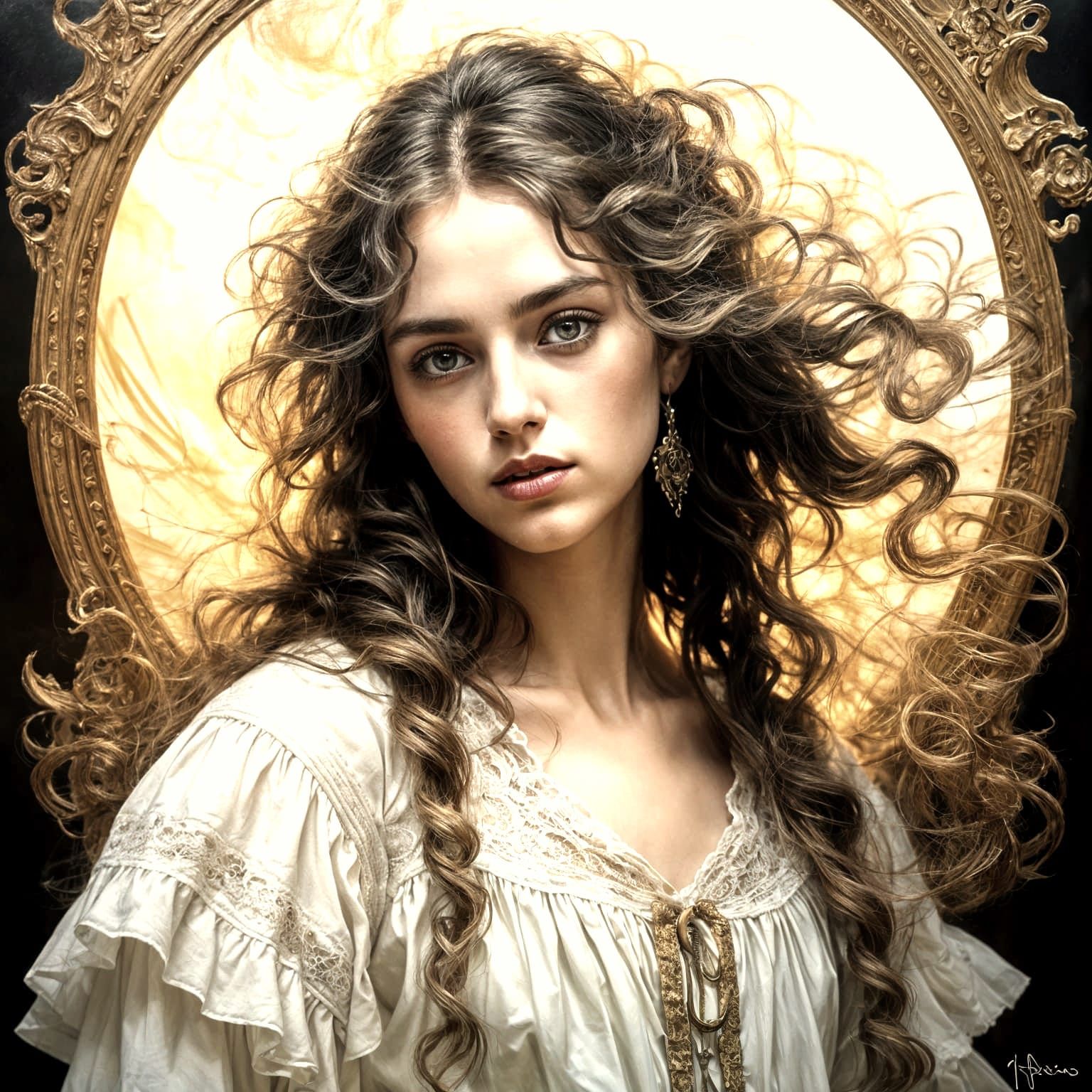 Ethereal Peasant Girl in Boldini Style