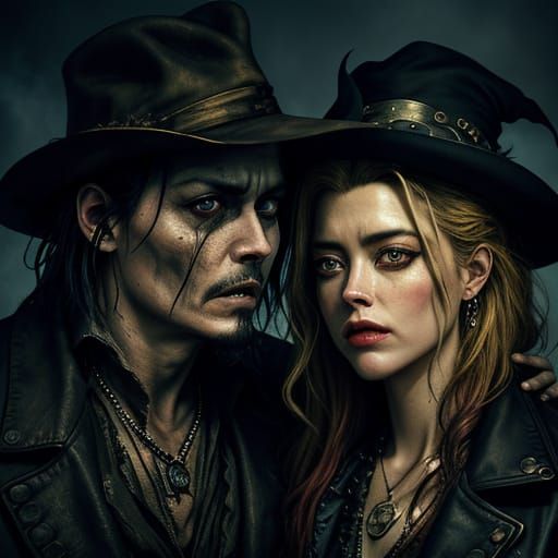 Zombie Johnny Depp and Amber Heard Horror Concept