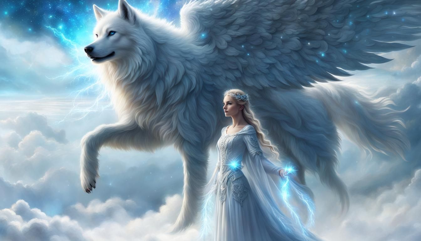 Ethereal Air Elemental Angel in Cloudscape