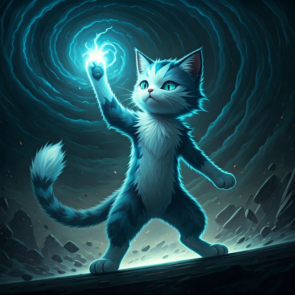Electric Pokémon Cat Battles Sonic in Stormy Fantasy Art