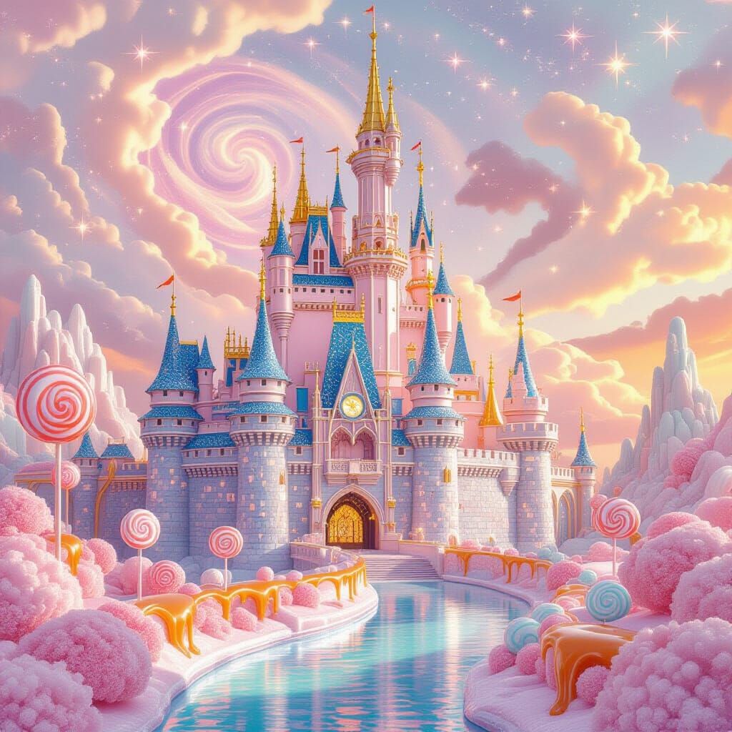 Shimmering Rock Candy Palace in Pastel Galaxy