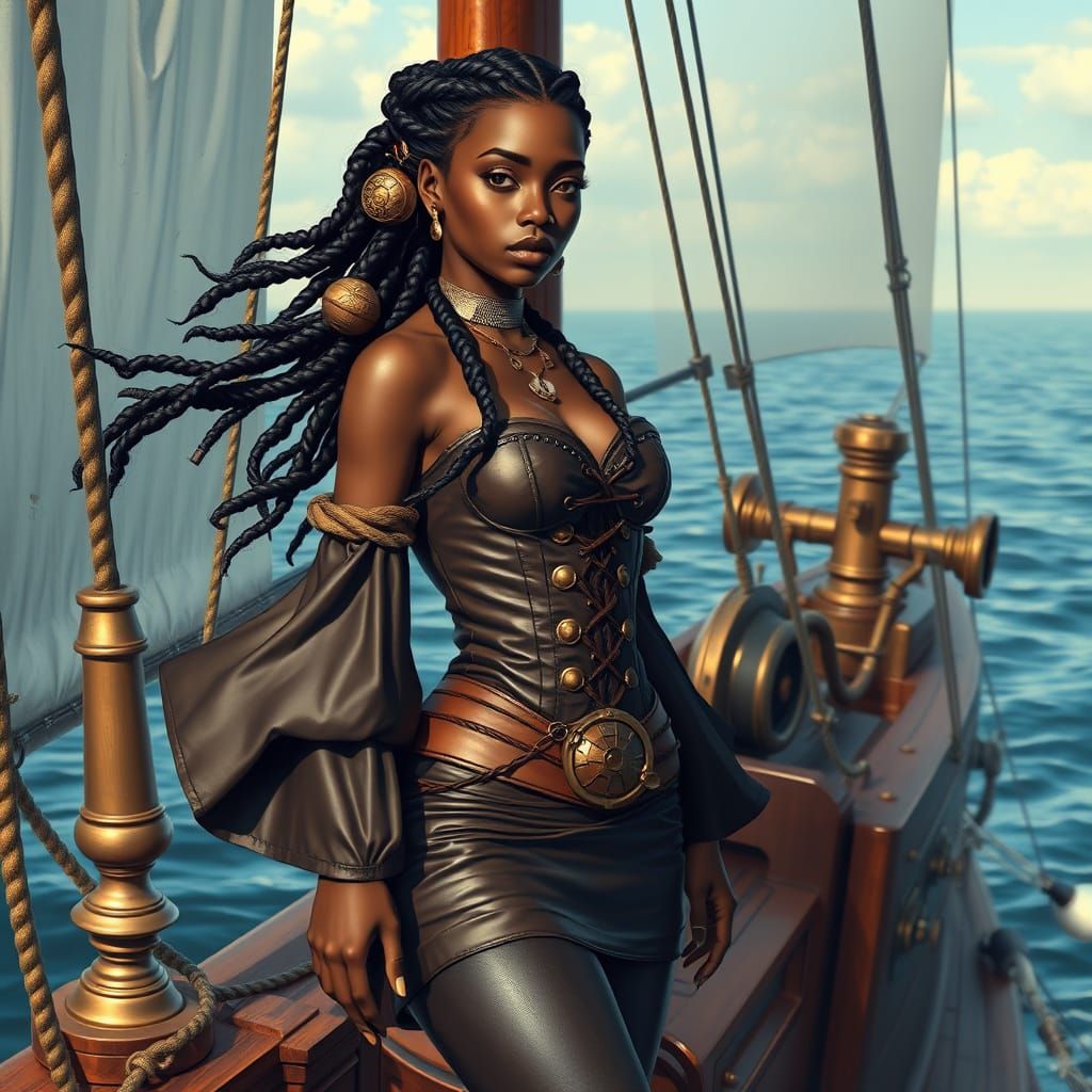 Stunning Afro-Futurist Pirate Girl Sails the High Seas