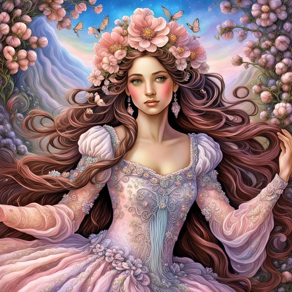 Ethereal Fae Beauty with Floral Adornments
