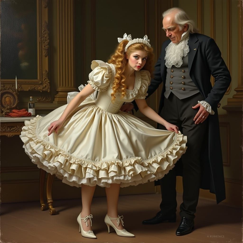 Elegant French Maid Curtseys with Flair