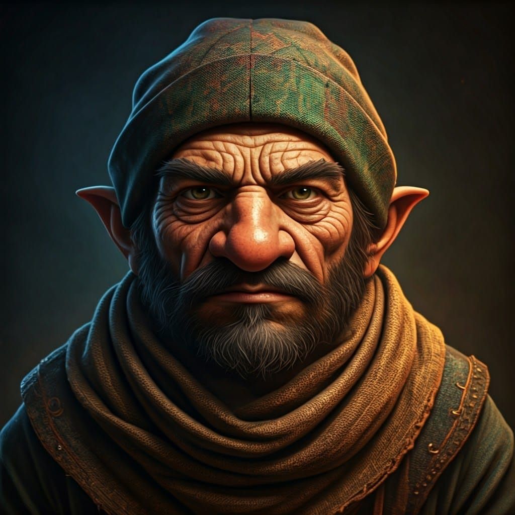 Mysterious Gnome Trader in Earthy Attire