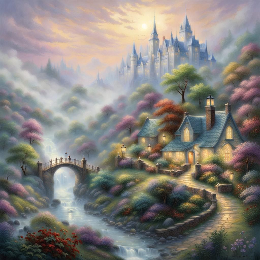 Ethereal Fantasy Profile Picture in Kinkade Style