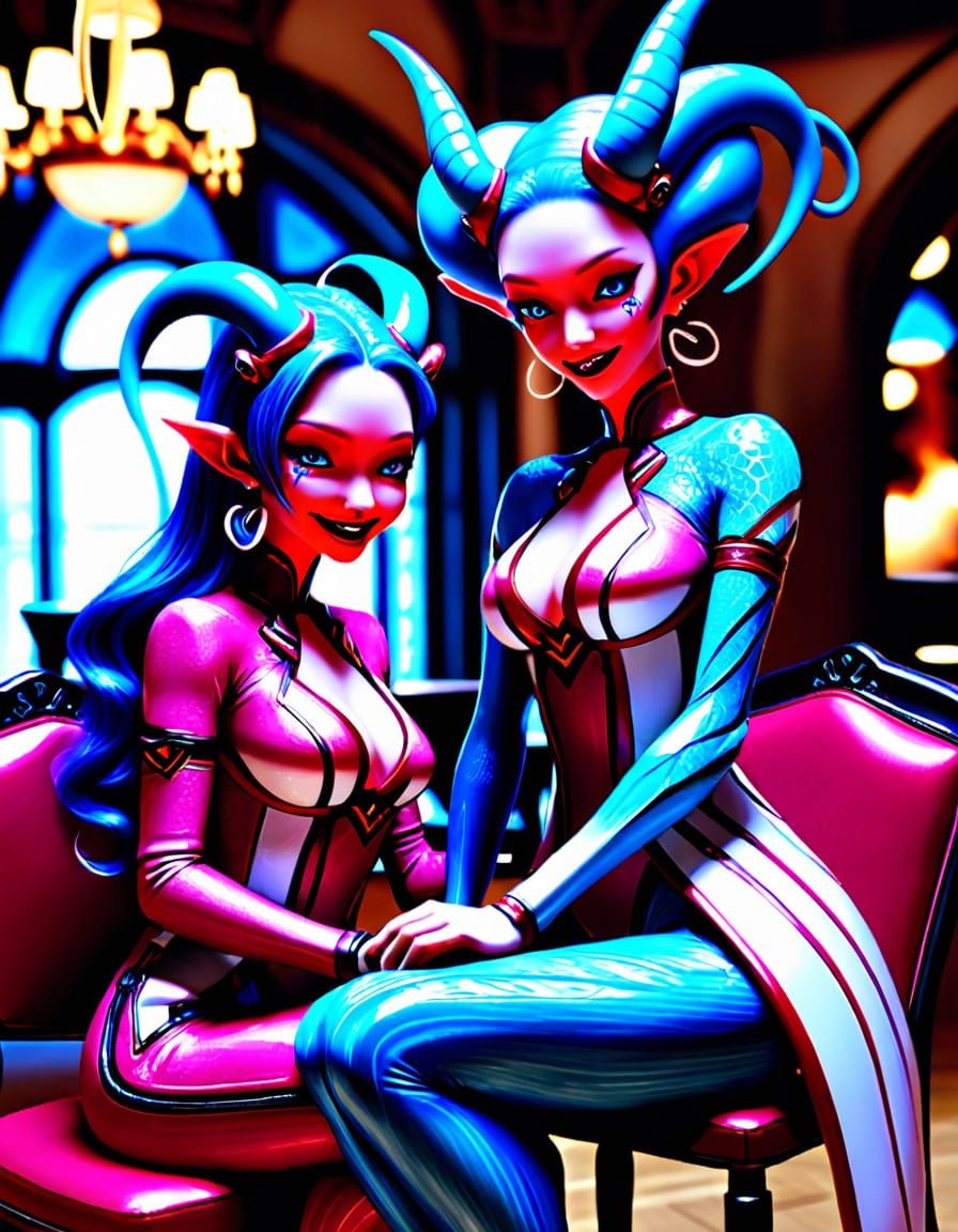 Romantic Alien Encounter in Luxurious Restaurant