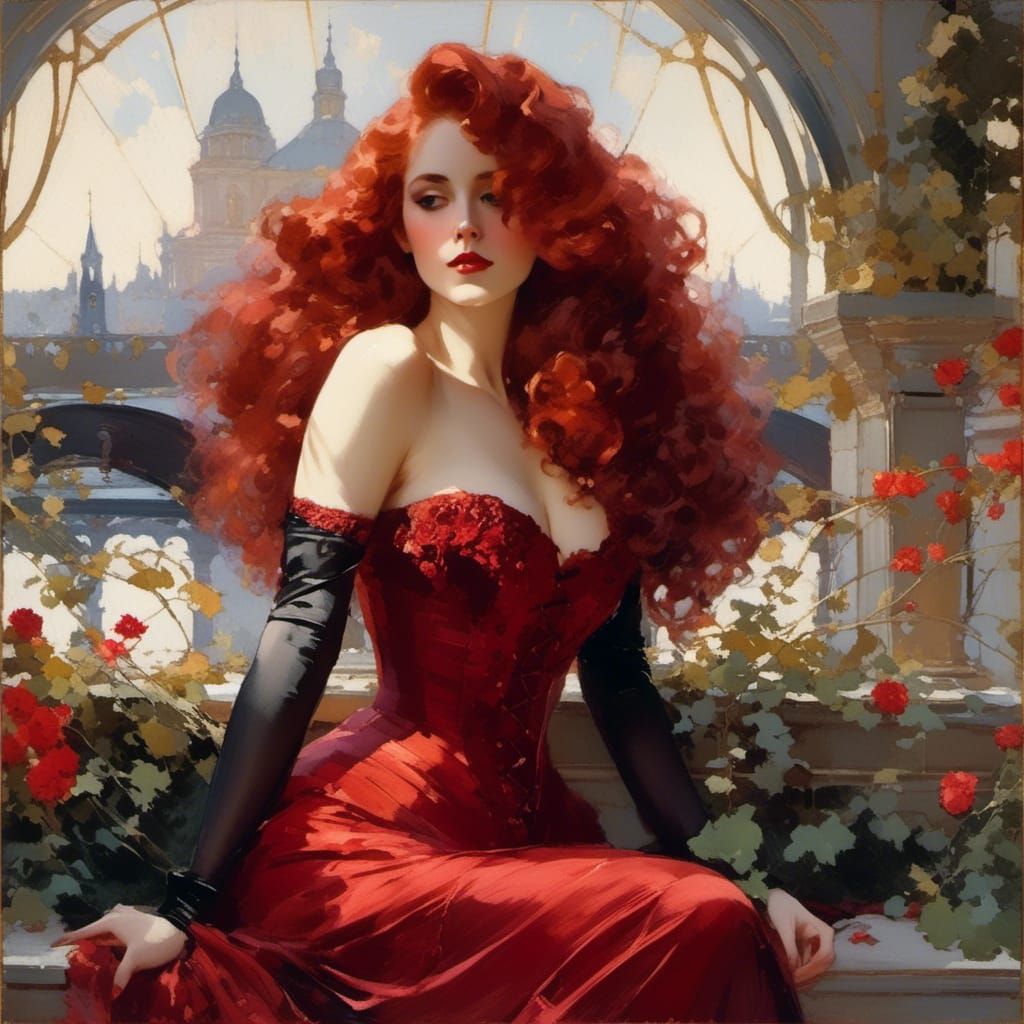 Victorian Vampire Mina Harker in Golden Age Style