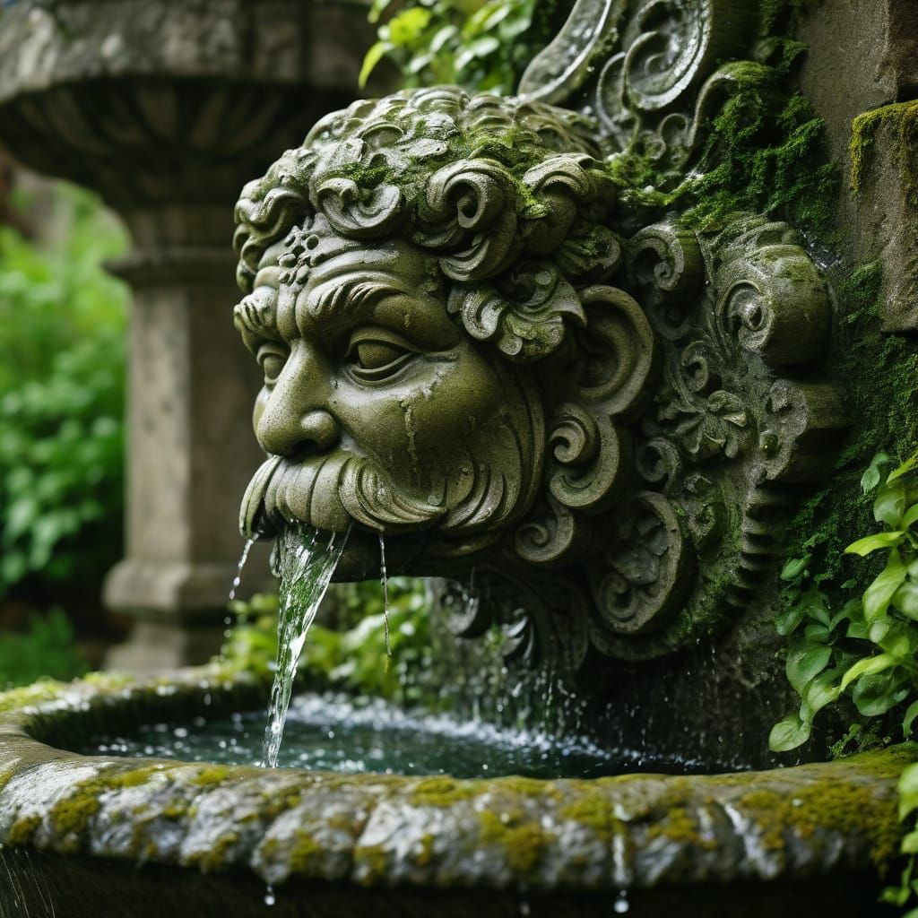 Baroque Fountain Waterspout with Ornate Carvings