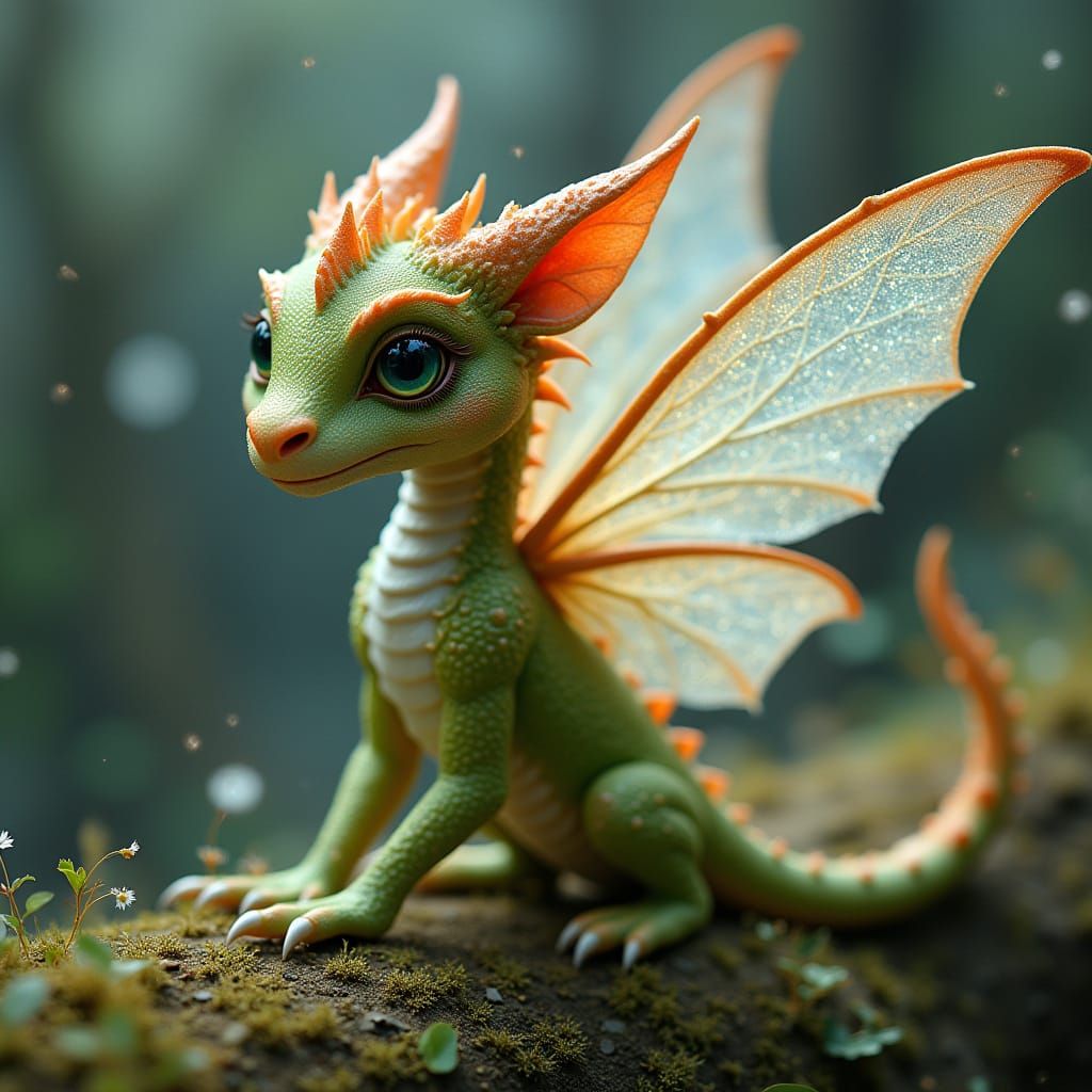 Dragon Fairy with Glitter Wings in Fantasy Art Style