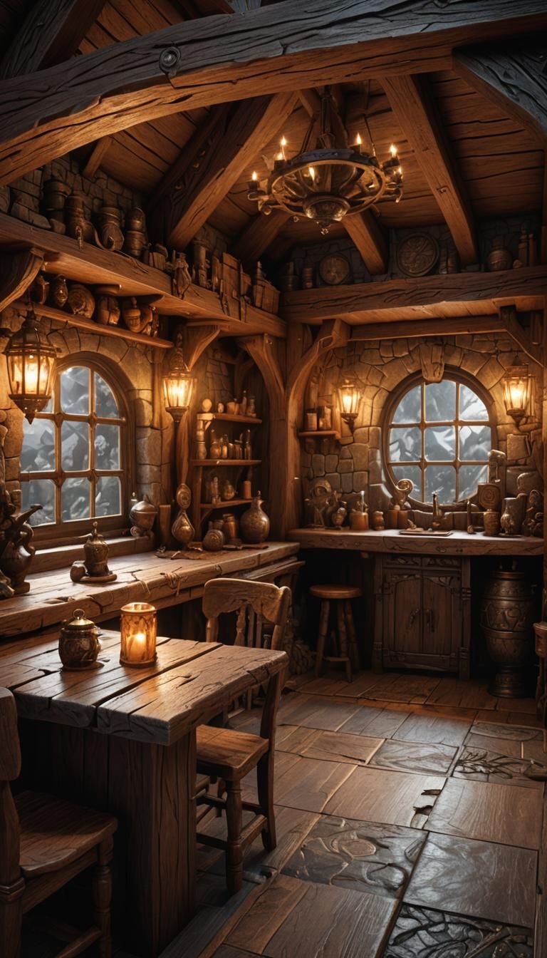 Detailed Wood Interior in Hyperrealistic Style