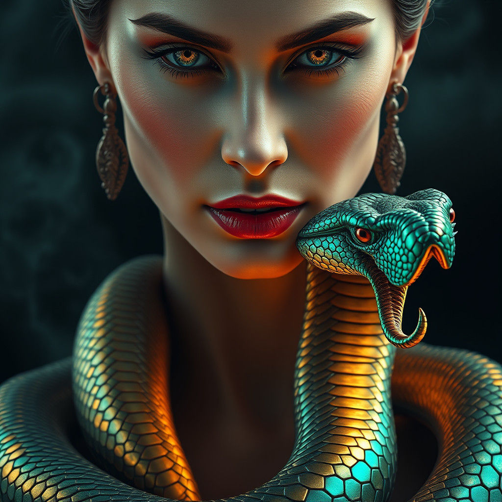 Cobra Woman: A Digital Matte Painting of Transformation