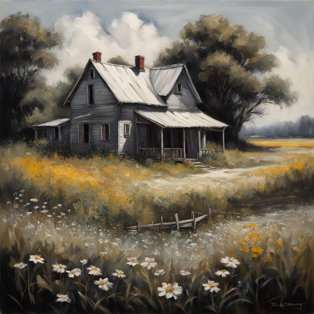 Farmhouse with Portal in Realistic Oil Painting