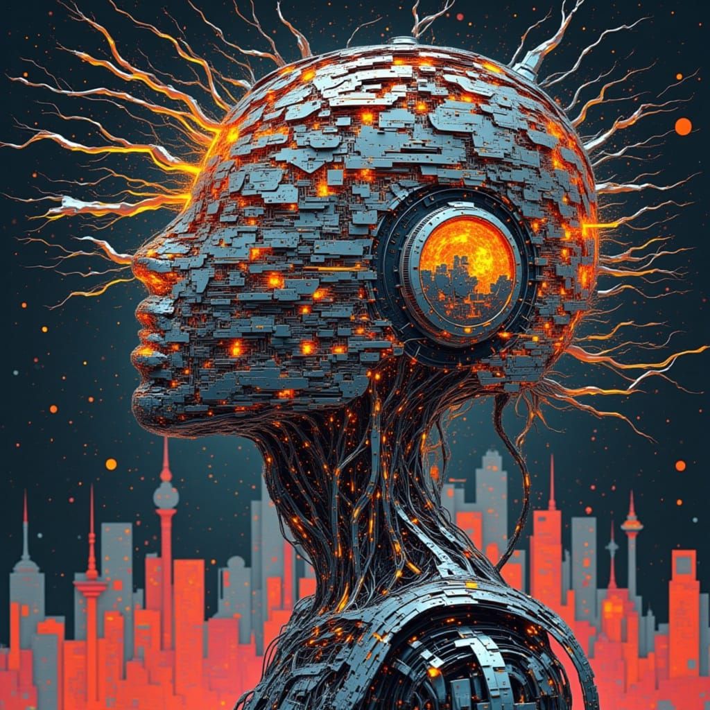 Glitched Machine Dreamscape: A Digital Art Vision