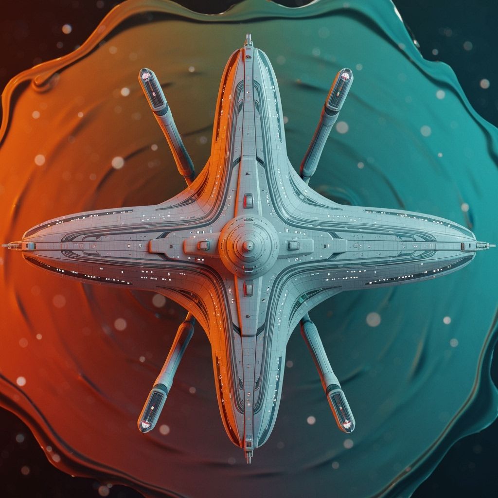 Galaxy-Class Starship in Surreal Dreamscape, Digital Art