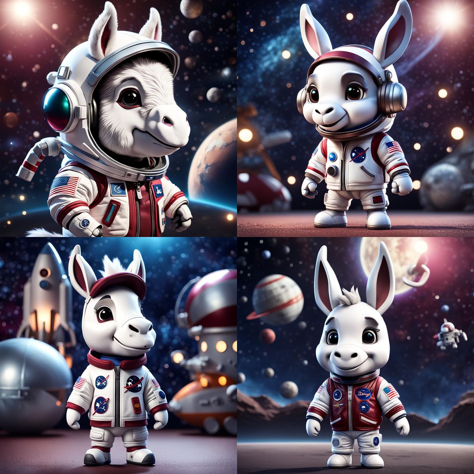 Chibi Donkey Astronaut in 3D Digital Art