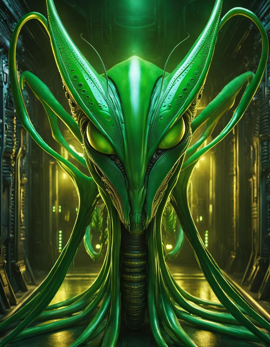 Praying Mantis Alien in Lovecraftian Style