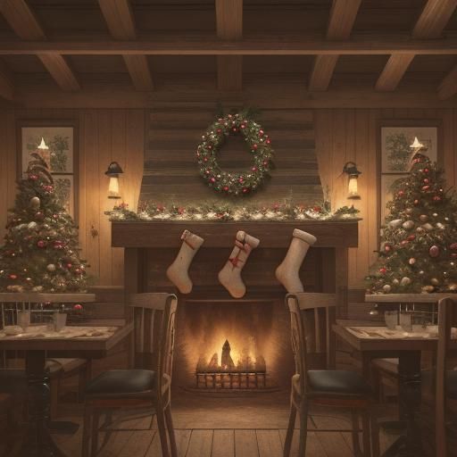 Cozy 1800s Restaurant Interior on New Year's Eve