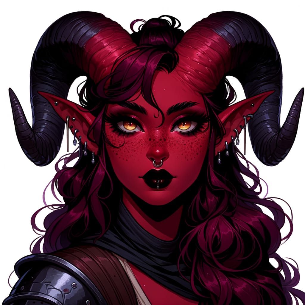 Tiefling Character in Manga Style with Red Skin