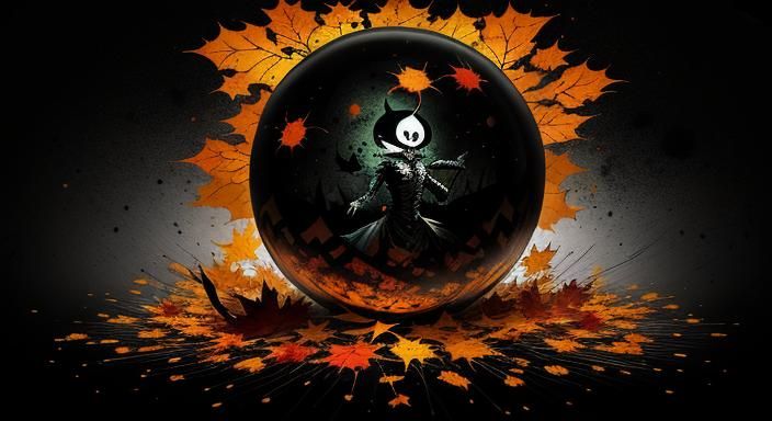 Halloween Ghoul in Glass Sphere, Ink Splatter Art