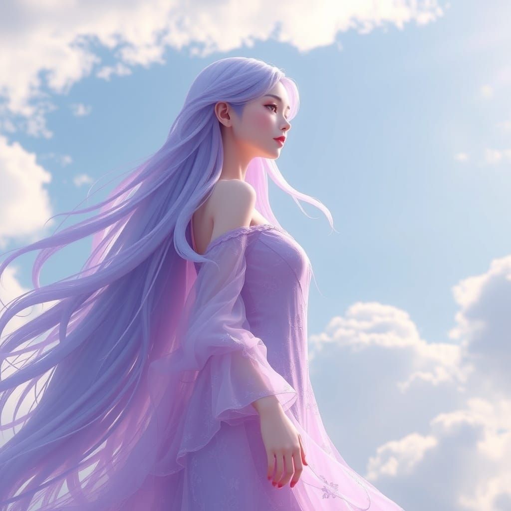 Serene Goddess of Air in Vibrant Anime-Inspired 8K Concept A...