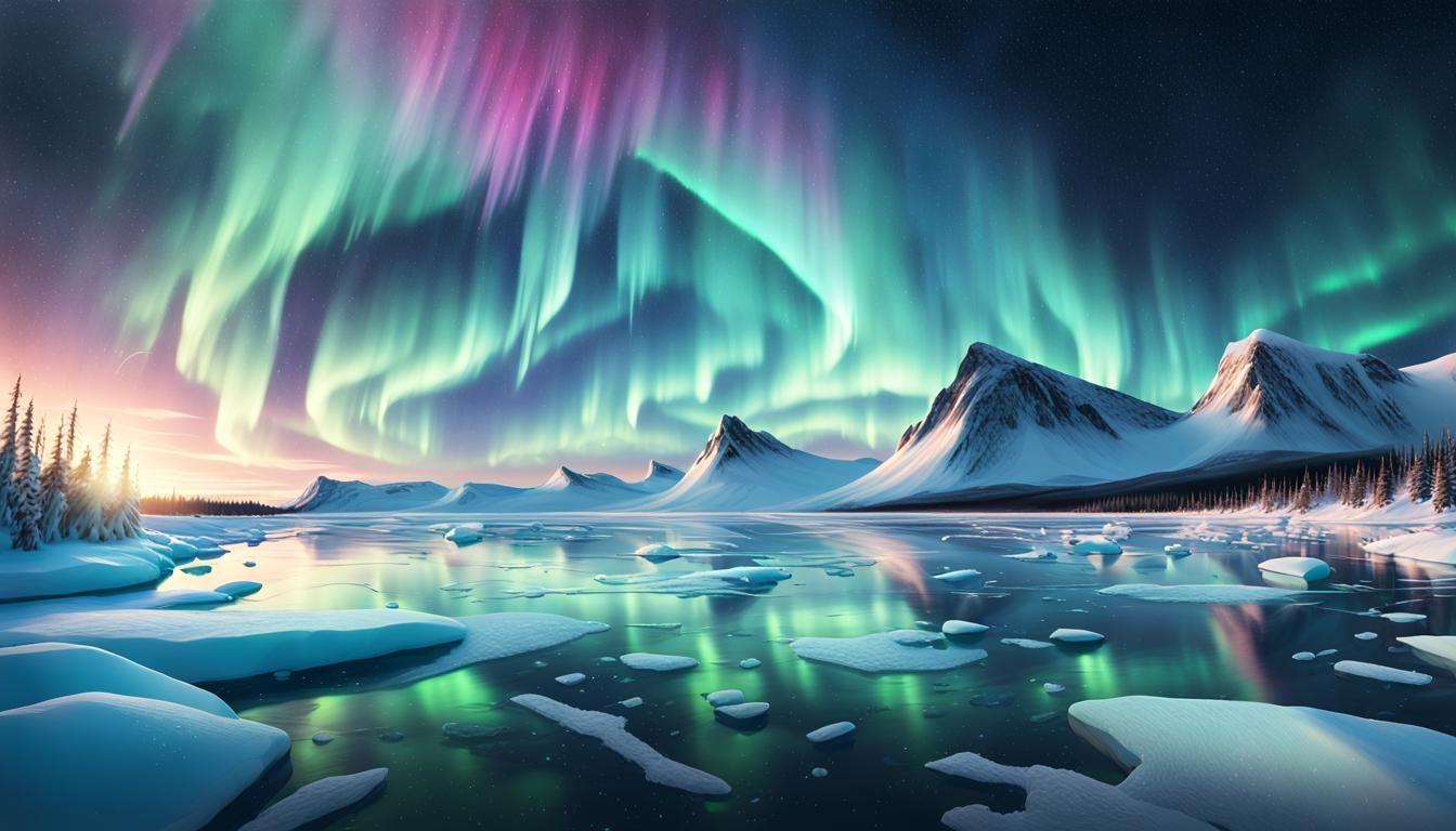 Arctic Aurora Borealis in Hyper-Realistic Digital Art