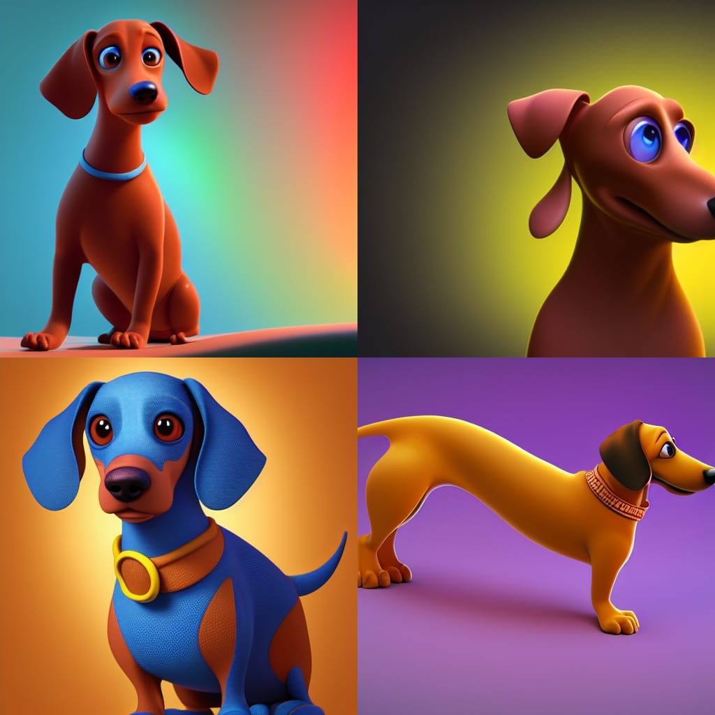 Pixar-Style Dachshund in 3D Digital Art
