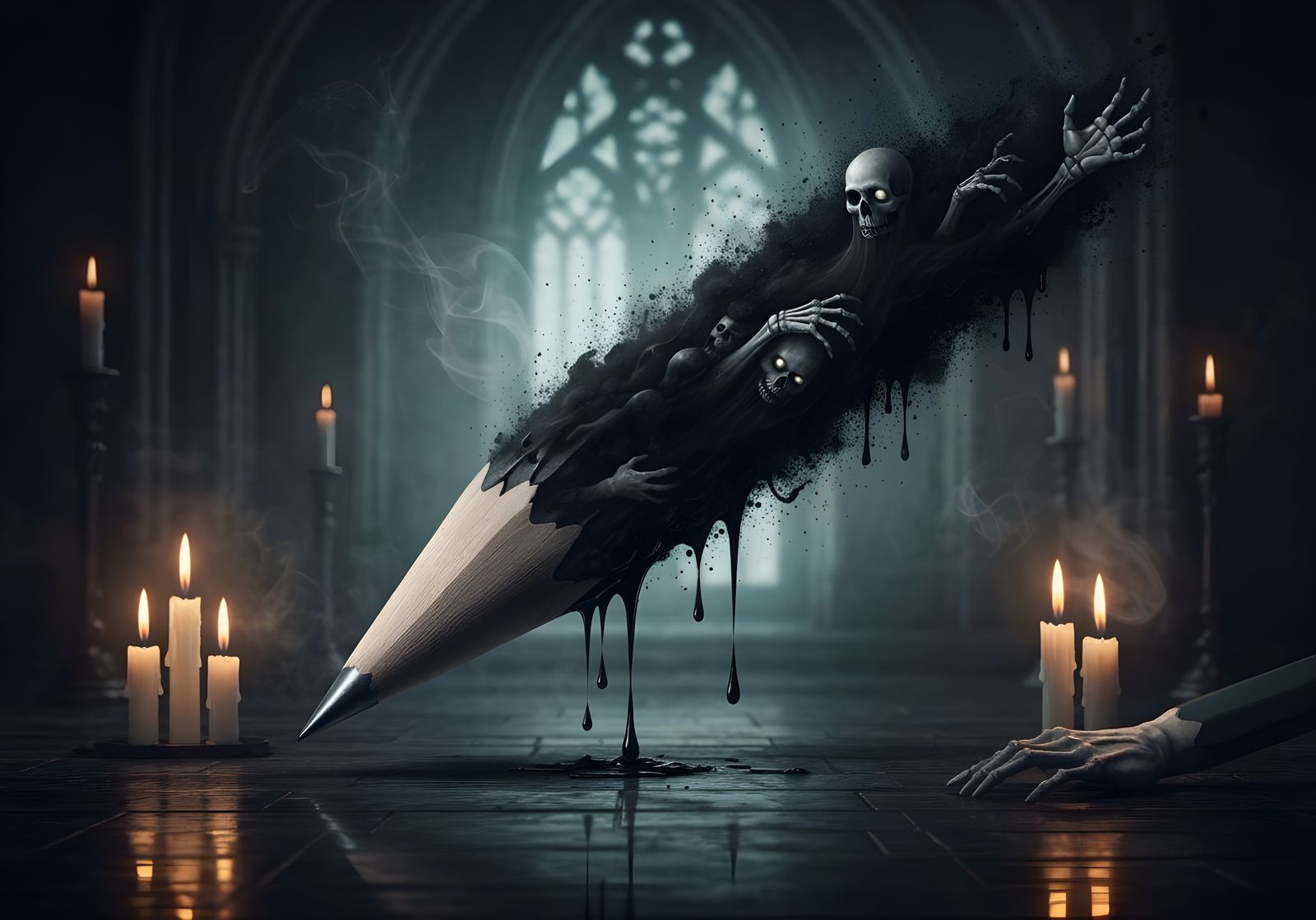 Gothic Pencil Transformation into Ink Spirit