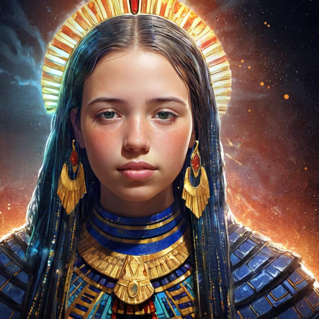 Ornate Pharaoh Portrait in Art Nouveau Style