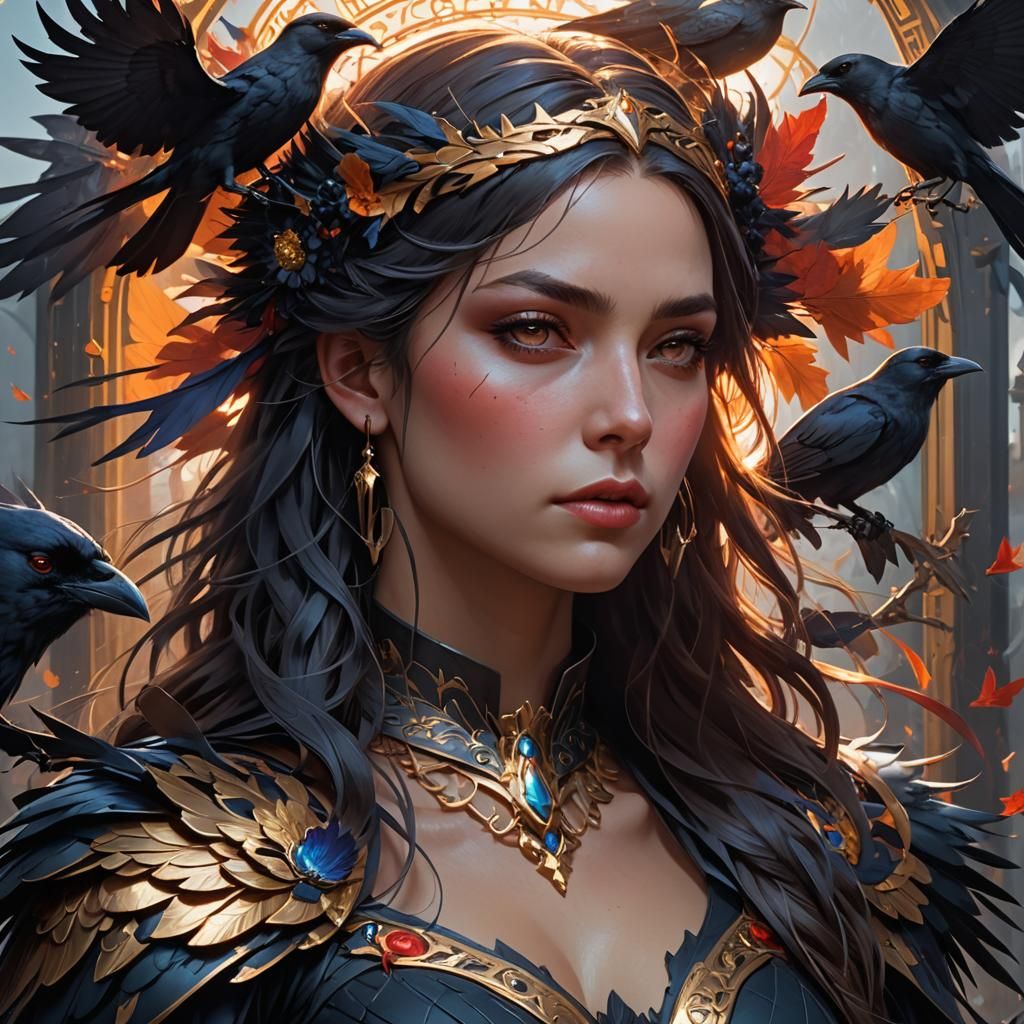 Badb, Goddess of Crows: Fantasy Art Portrait